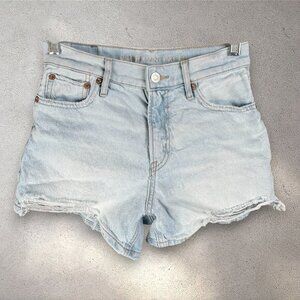 American Eagle Relaxed Denim Shorts Women’s XS Light Wash Strigid Distressed Y2K